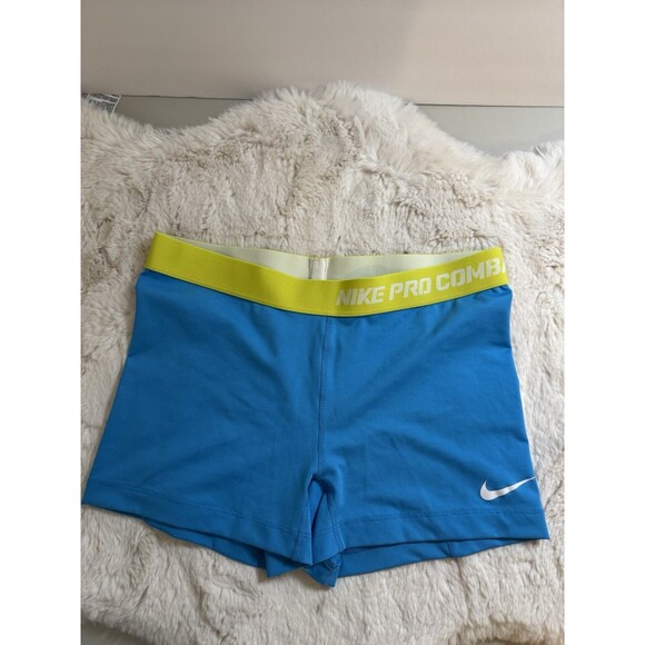Nike Pro Combat Women's Shorts Dri-Fit Work Out Compression Blue Sz L EUC - Picture 1 of 8